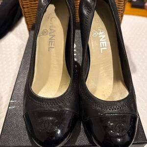CHANEL Black Leather Heels